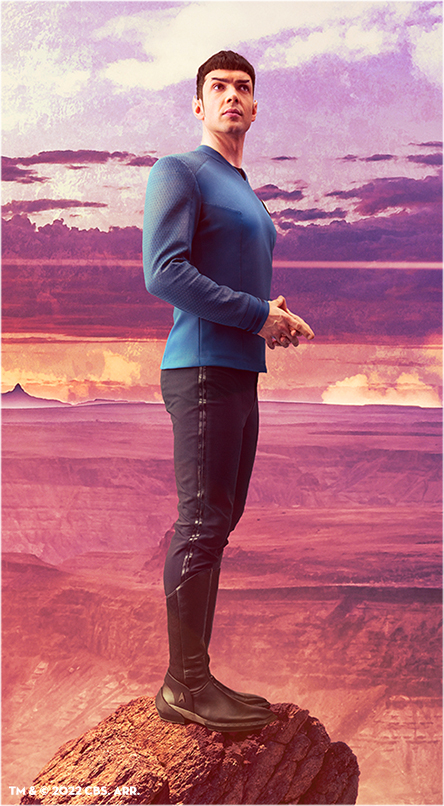 Spock character from Star Trek: Strange New Worlds™ wearing the black Manifold Starfleet boots.