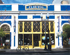 The front of the first Fluevog store in Chicago was installed in a building that previously housed a movie theater.
