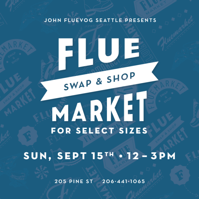 John Fluevog Seattle presents Fluemarket: Swap & Shop event on September 15th for sizes W5–W8 and all Men’s sizes.